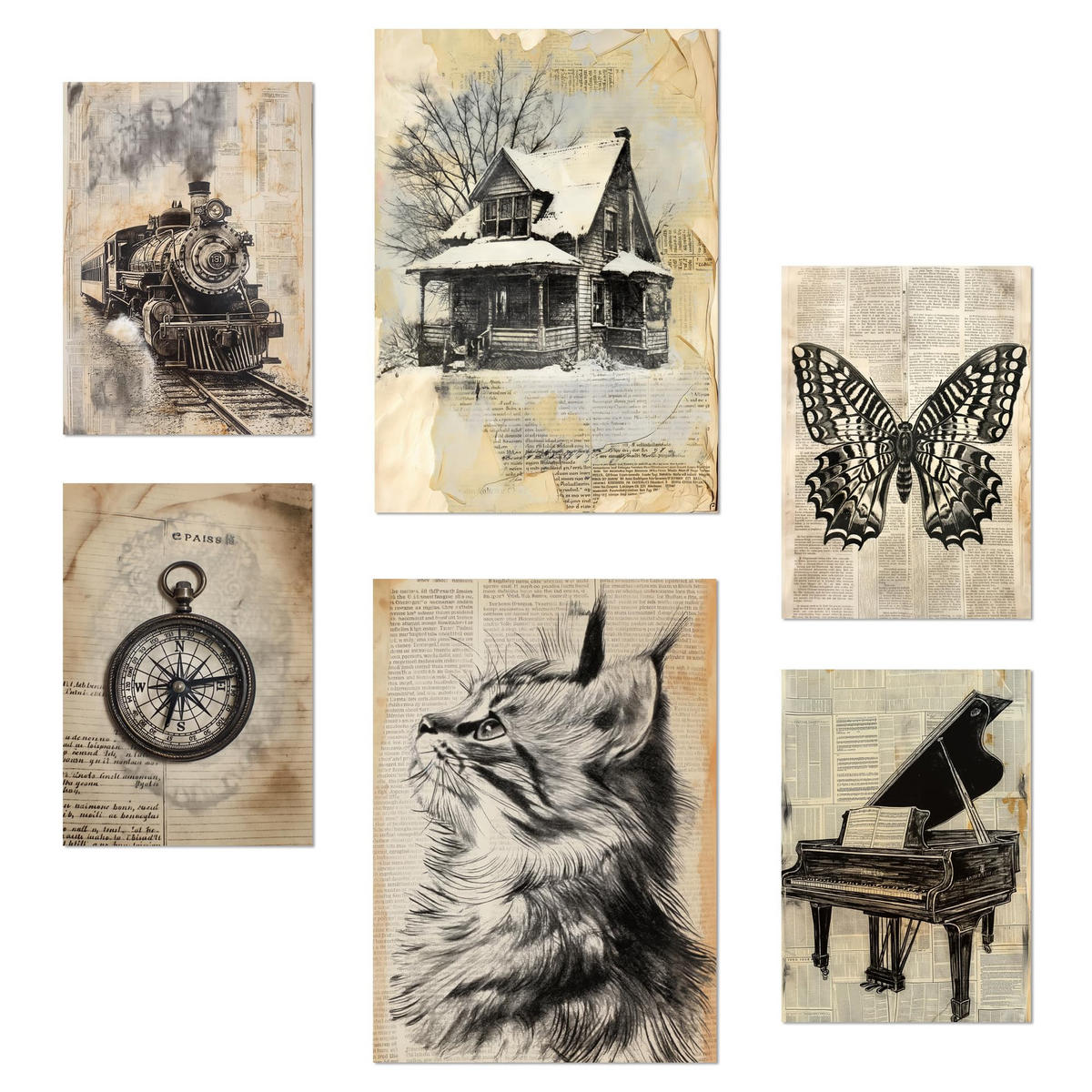 POSTER Set Mit 6 Vintage Lebens A3 & A4 Rahmenlos - Klar, Papier (29/3cm) - Nacnic