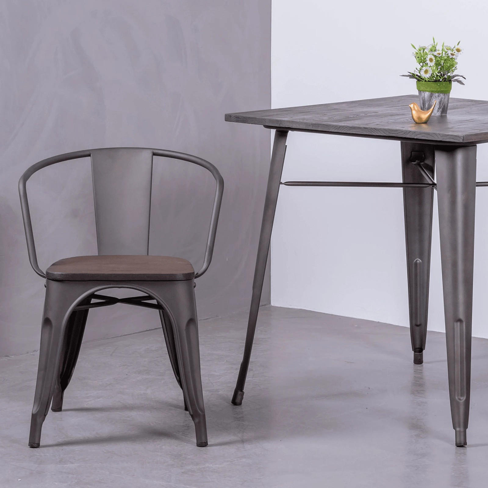 STUHL Metall Alteiche - Alteiche, Metall (52/69/47cm) - Nest Dream