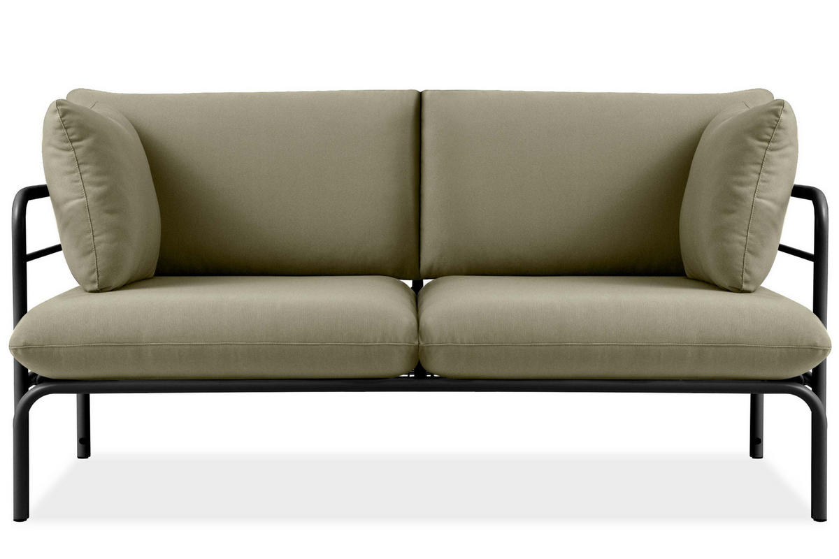 GARTENSOFA RAMBE 2-Personen mit Kissen, Anthrazit/Beige - Dunkelgrau/Beige, Textil/Metall (150/80/80cm) - KONSIMO®