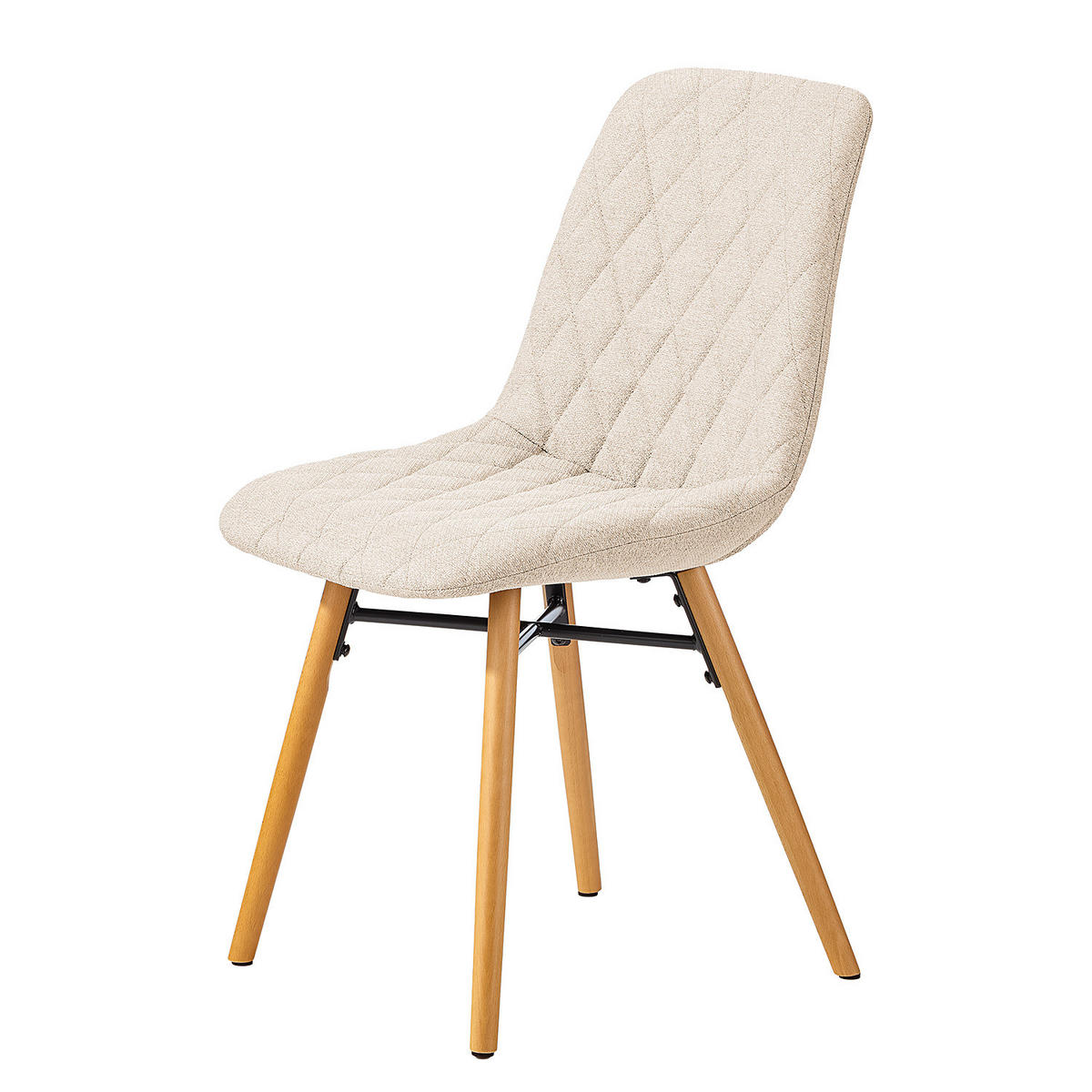 POLSTERSTUHL - Webstoff - Beige, Holz (46/85/57cm) - home24