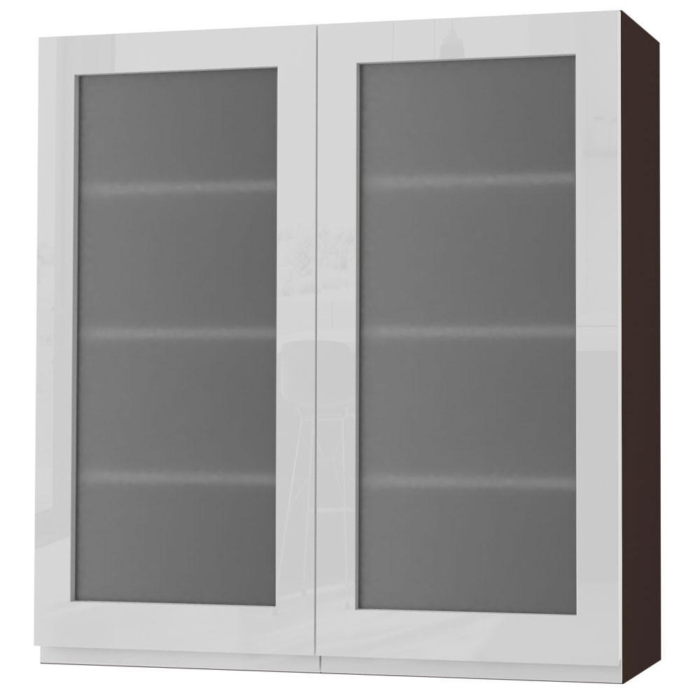 HÄNGESCHRANK Florence W4S/90 Lava / RAL 9003 signalweiß HG 90 / 32,5 / 96cm - Dunkelgrau/Weiß Hochglanz, Holz/Holzwerkstoff (90/96/32.5cm) - Feldmann-Wohnen