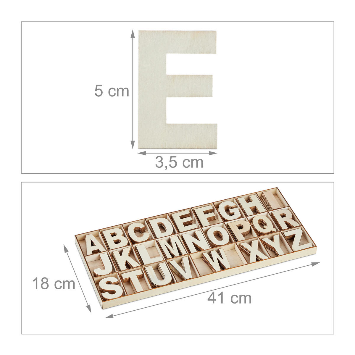 208-TLG.HOLZBUCHSTABEN-SET - Hellbraun, Holz (41/2/18cm) - Relaxdays