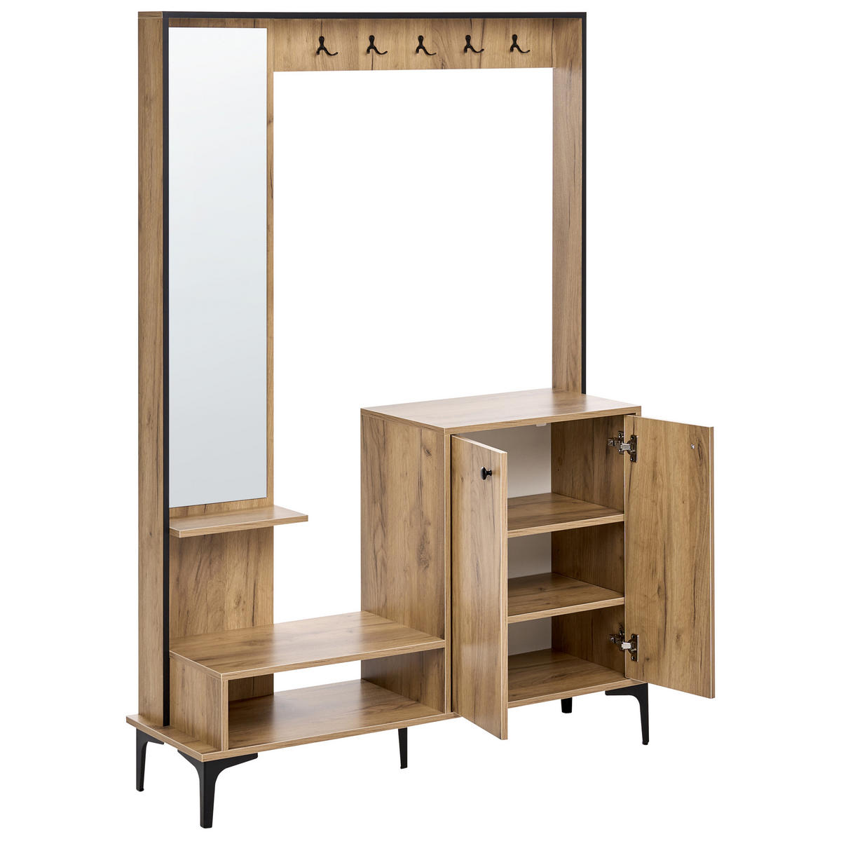 SET HOL maro deschis Broome - maro/negru, compozit lemnos (114/170/35cm) - Beliani