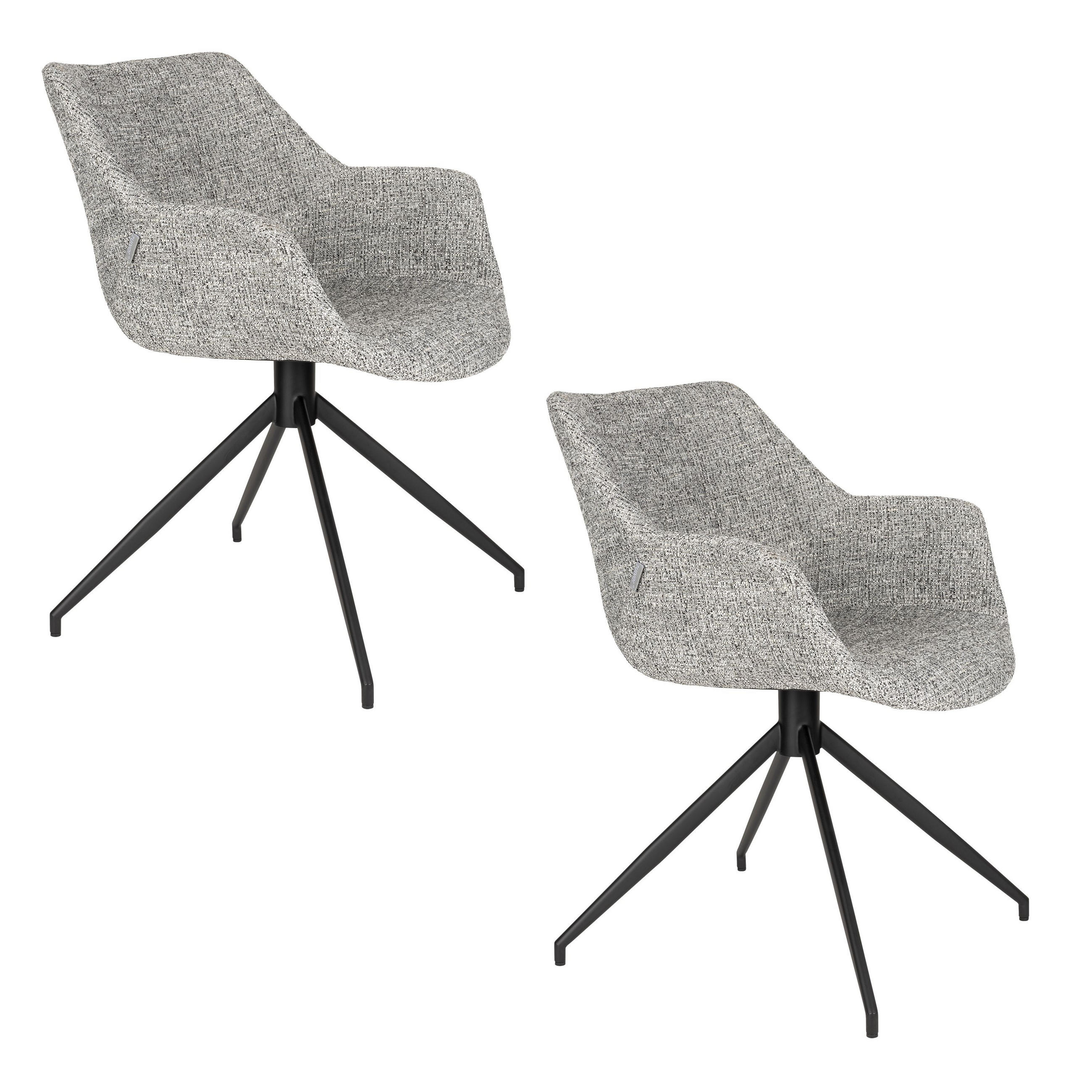 ESSZIMMERSTUHL Doulton Grau - 2 er Set - Grau, Textil (67/80/61cm) - Zuiver