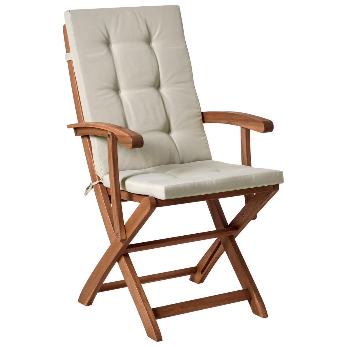 GARTENSTUHL 2er-Set Taupe Maui Premium - Taupe/Braun, Holz (46/92/48cm) - Beliani