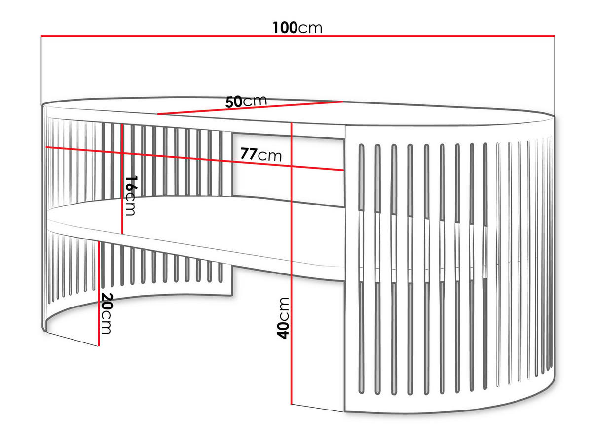 COUCHSITCH Fikoli Oval I - Kaschmir/Schwarz, Holzwerkstoff/Metall (100/50/40cm) - MIRJAN24