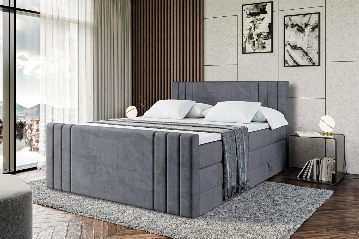 BOXSPRINGBETT IDRIKO-Z KING - 140x200 - H3/H4 - Dunkelgrau - Dunkelgrau, Holzwerkstoff (140/200cm) - ALTDECOR