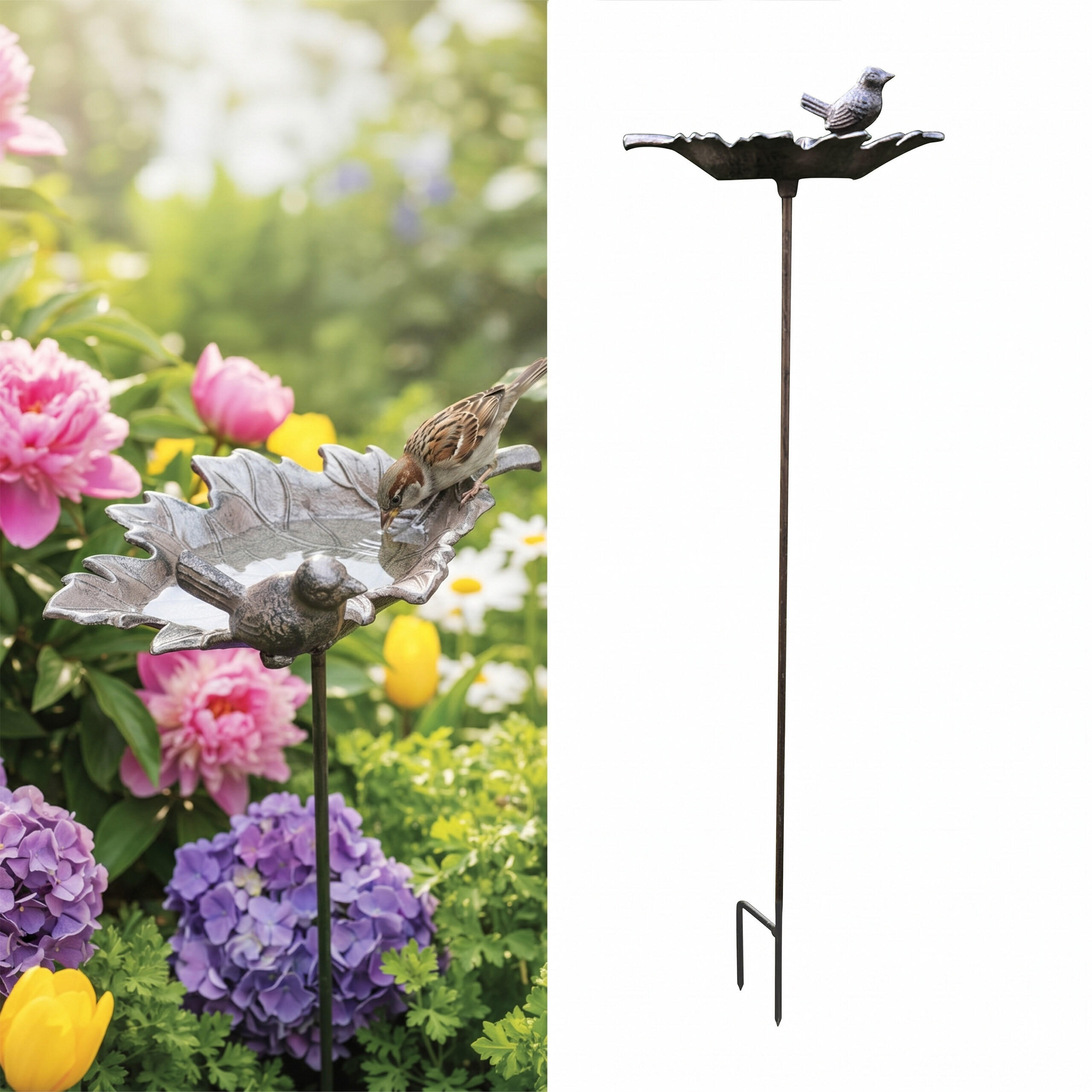 VOGELTRÄNKE - Dunkelbraun, Metall (22.5/93/14cm) - Relaxdays