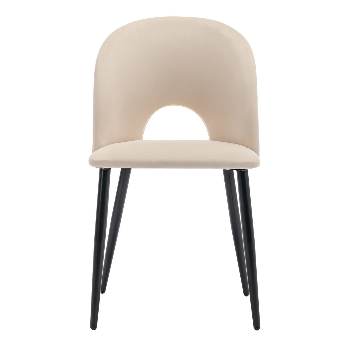 ESSZIMMERSTUHL mit Rückenlehne Samt Beige 2er-Set - Beige, Metall (44/84/47.2cm) - Meubliv