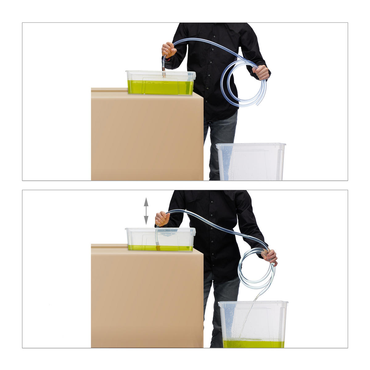 SCHÜTTELSCHLAUCH - Transparent, Kunststoff/Metall (2/2/245cm) - Relaxdays