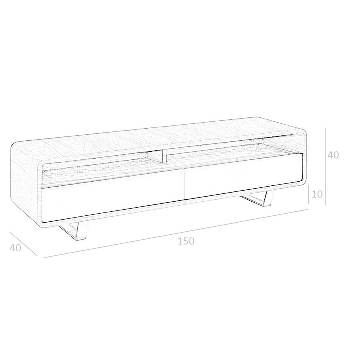 TV-ELEMENT TV-Ständer aus weißem Holz, Nussbaum und verchromtem Stahl 150/40/40 cm - Walnussfarben/Weiß, Holz (150/40/40cm) - ANGEL CERDA