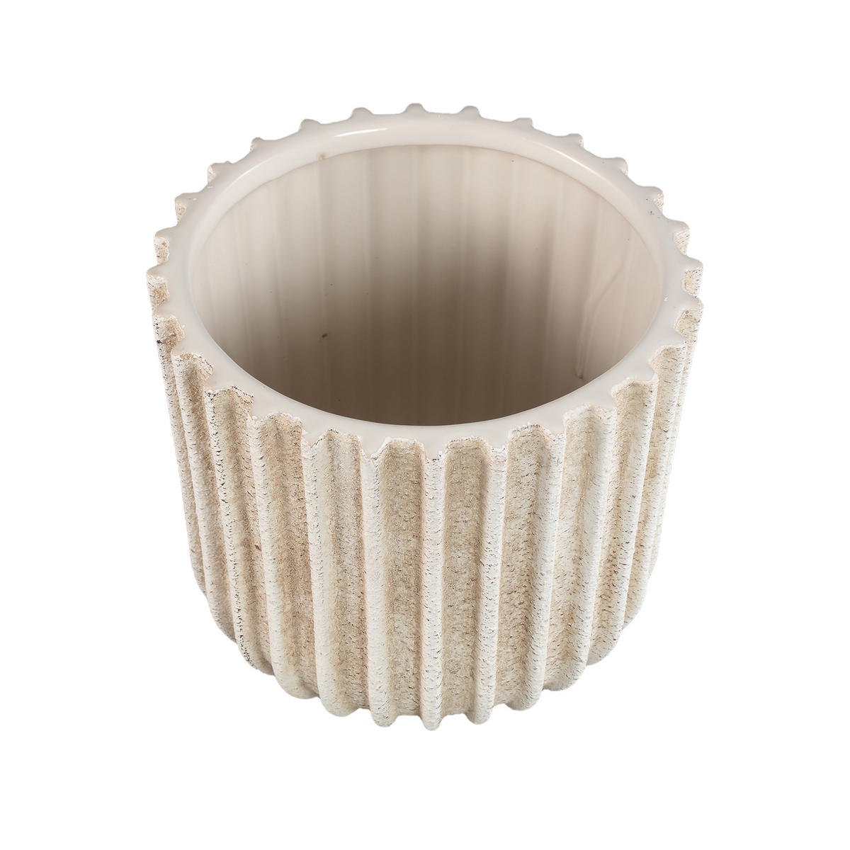 TOPF Ghada Beige 18/18/16cm - Beige, Keramik (16cm) - PTMD Collection