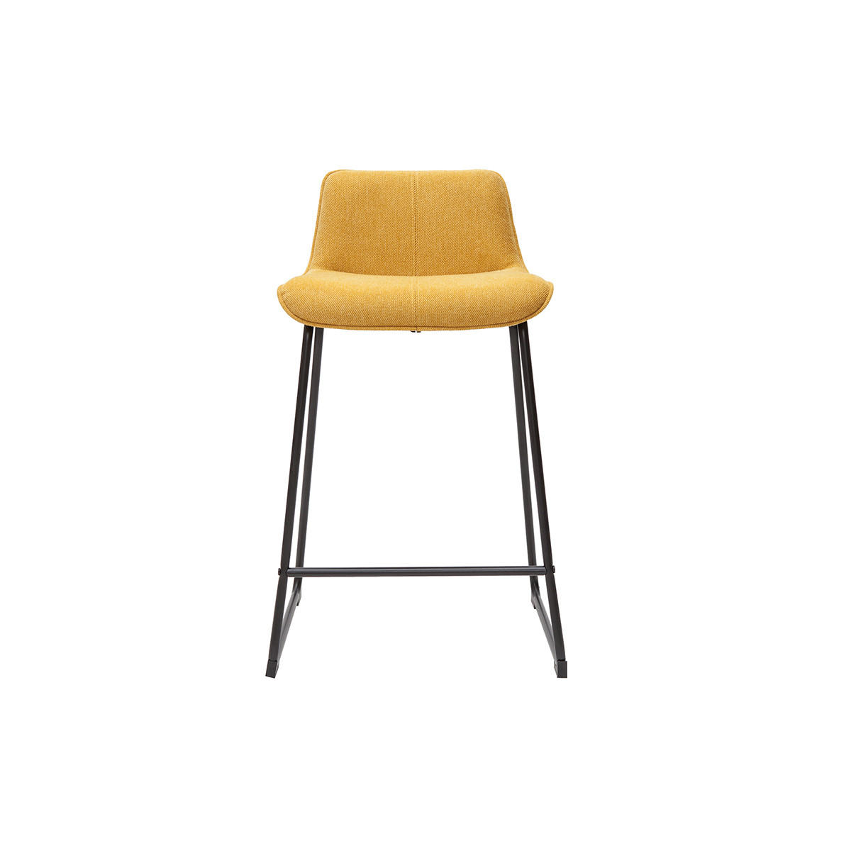 BARHOCKER Senfgelber Stoff Samteffekt Metall H65 cm 2er-Set BOOST - Gelb, Textil (45/82.5/49.5cm) - Miliboo