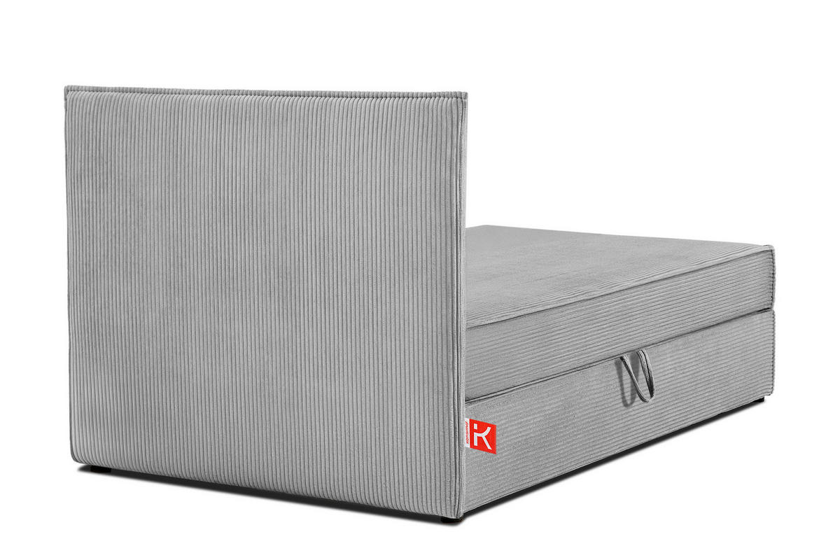 BOXSPRINGBETT ROTI Einzelbett, hellgrau - Hellgrau/Schwarz, Holz/Holzwerkstoff (90/200cm) - KONSIMO®