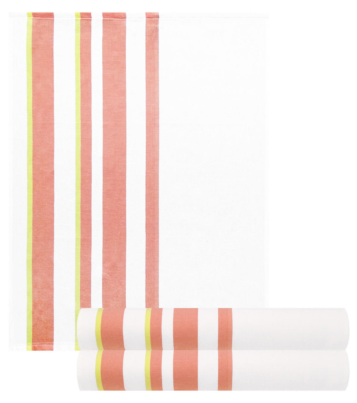 GESCHIRRTÜCHER Halbleinen 50x70 cm, 3er Set, Orange - Weiß - Weiß/Orange, Textil (50/70cm) - Lashuma