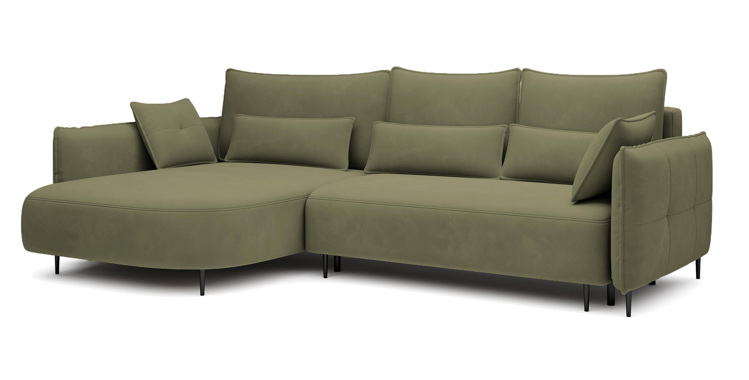 ECKSOFA Oblivio Olivgrün Velours - Schwarz/Olivgrün, Textil/Metall (285/200cm) - Selsey