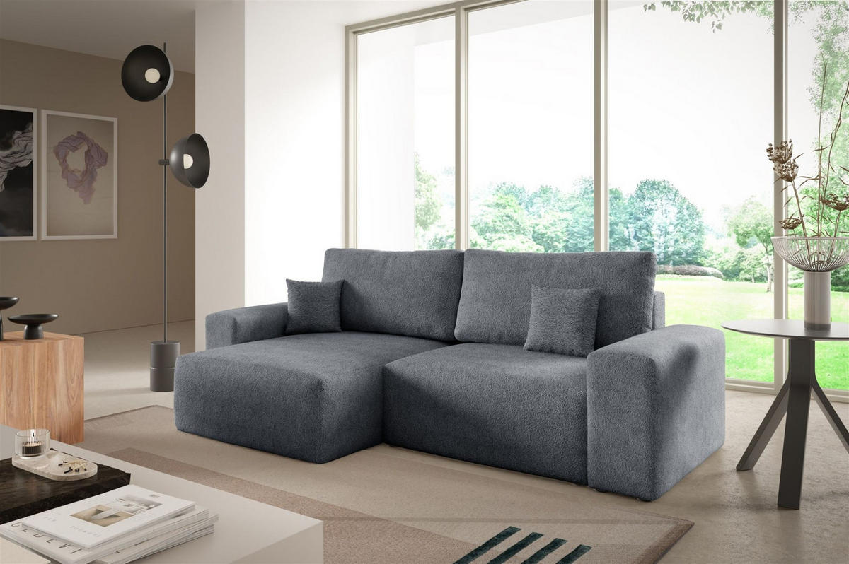 ECKSOFA Arona Xs Mit Schlaffunktion - Dunkelgrau, Holzwerkstoff/Textil (148/255cm) - Fun Möbel