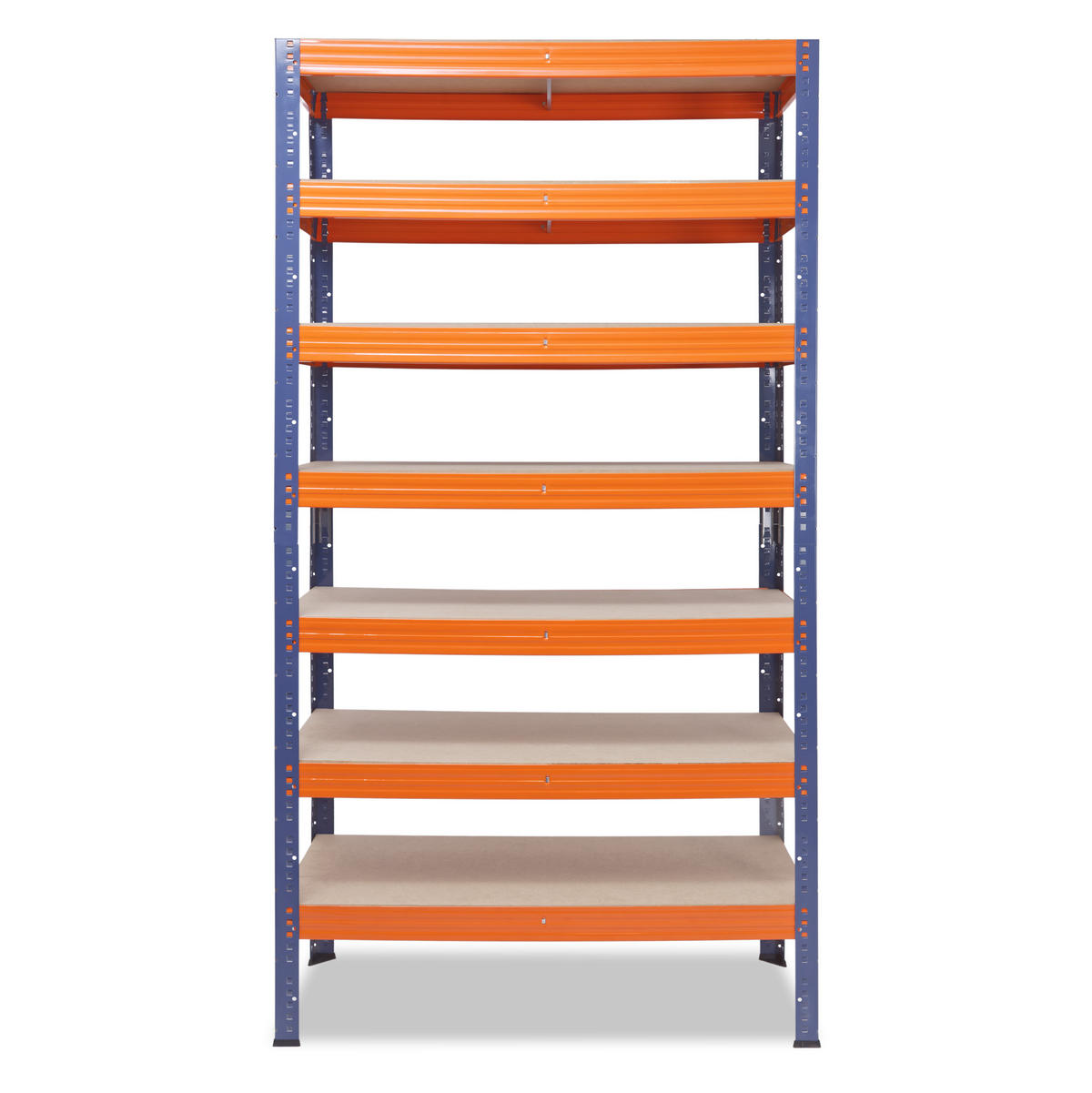 SCHWERLASTREGAL PRO 230x100x45 cm in blau-orange mit 7 Böden und 142 kg Traglast pro Boden - Multicolor, Metall (100/230/45cm) - shelfplaza