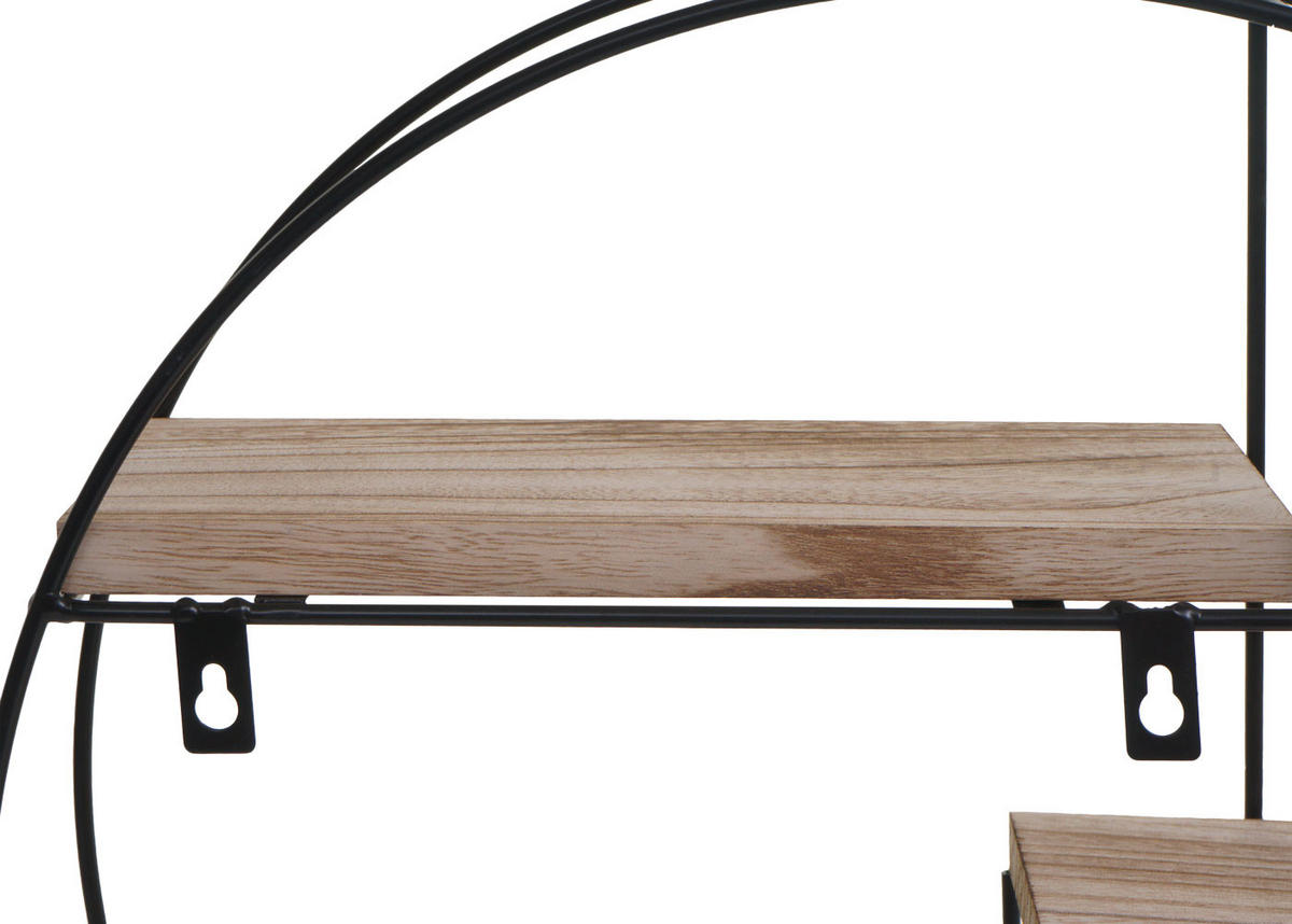 WANDREGAL rund 45x45x11cm 4 Regalböden Metall Massiv-Holz Industrial Natur - Naturfarben, Metall (45/45/11cm) - BERLINLODGE