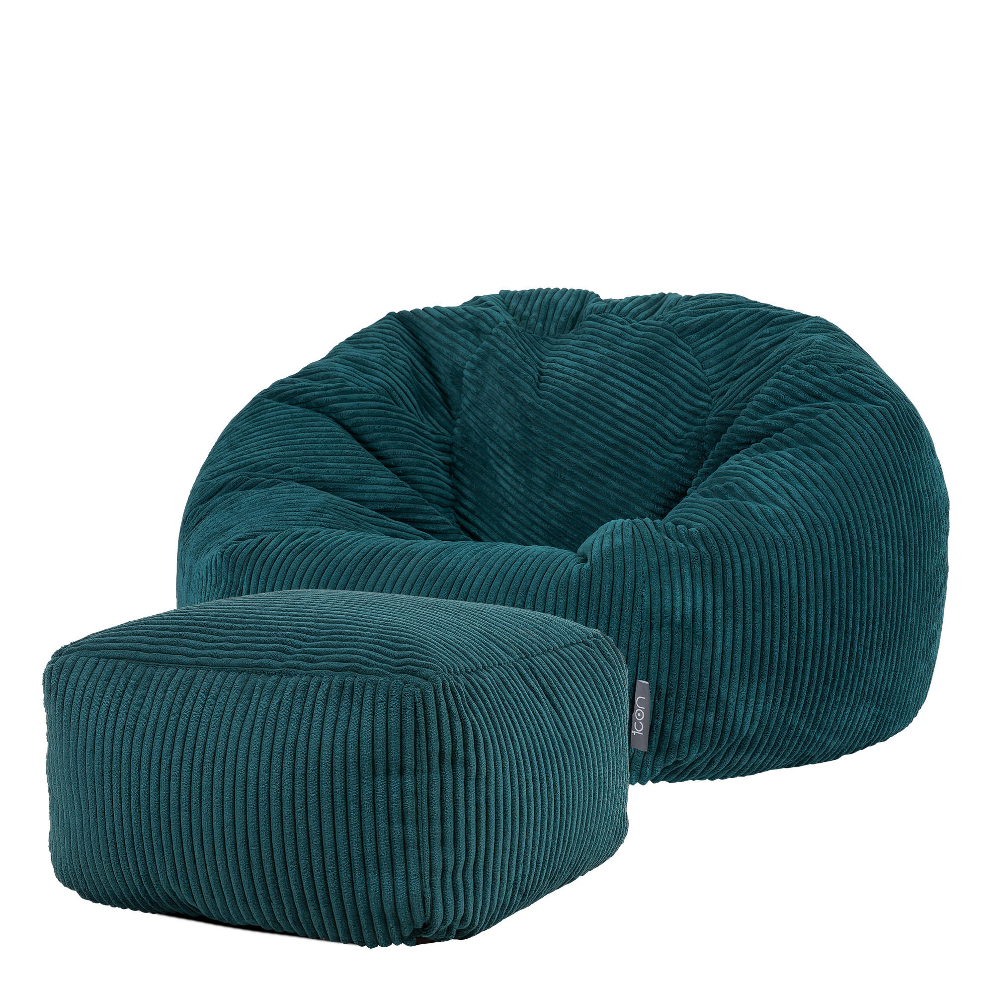 SITZSACK Klassisch + Hocker, Cord - Grün, Kunststoff/Textil (85/50/85cm) - icon