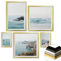 WANDBILDER 5er Set - 50x50 cm & 20x30 cm & 40x60 cm Goldrahmen - Küstenlandschaftsblick - Goldfarben, Kunststoff (40/60cm) - ArtPrintCave