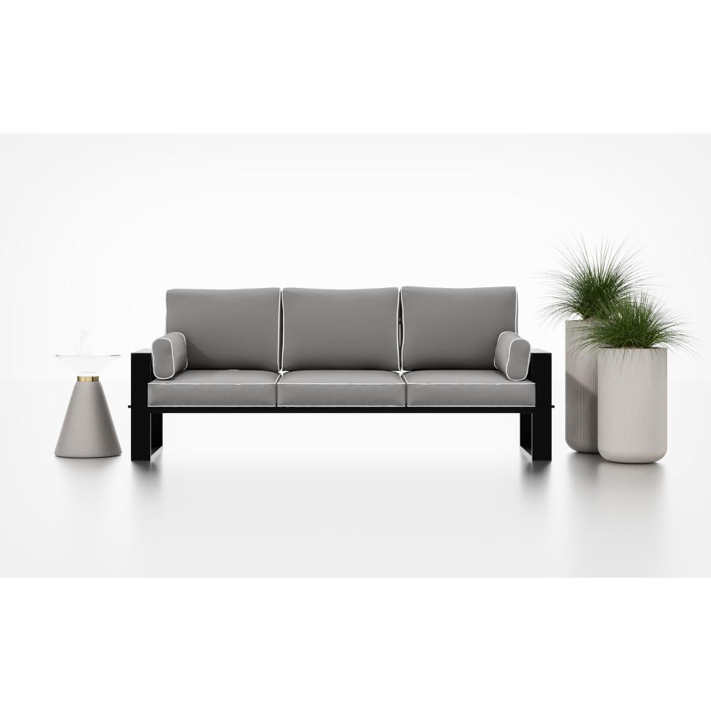 LOUNGESOFA 3-Sitzer Verdino mit Metallrahmen 215 cm anthrazit - Anthrazit, Metall (215/90/87cm) - Beautysofa
