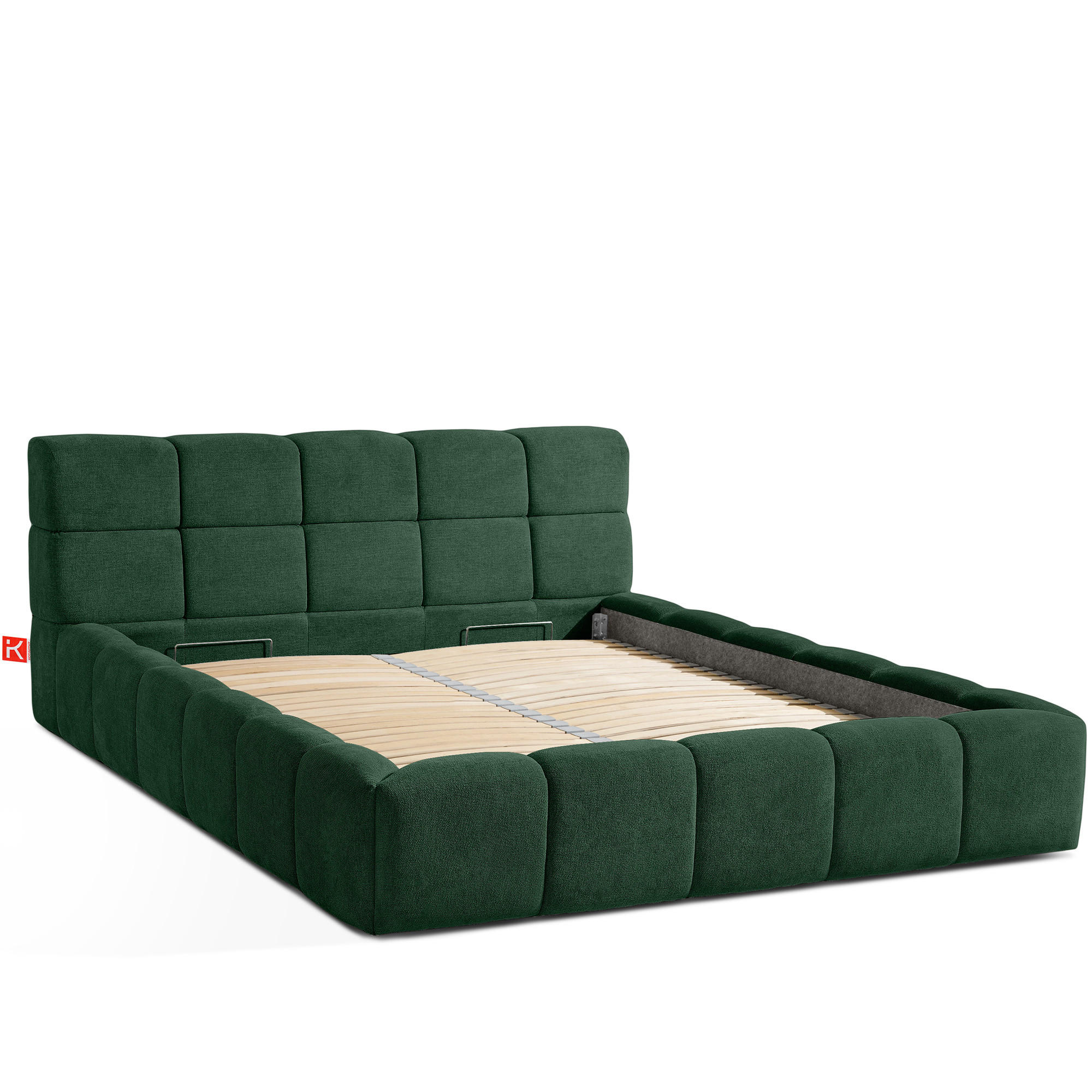 POLSTERBETT AERI mit Rahmen, dunkelgrün - Dunkelgrün, Holz/Holzwerkstoff (160/200cm) - KONSIMO®