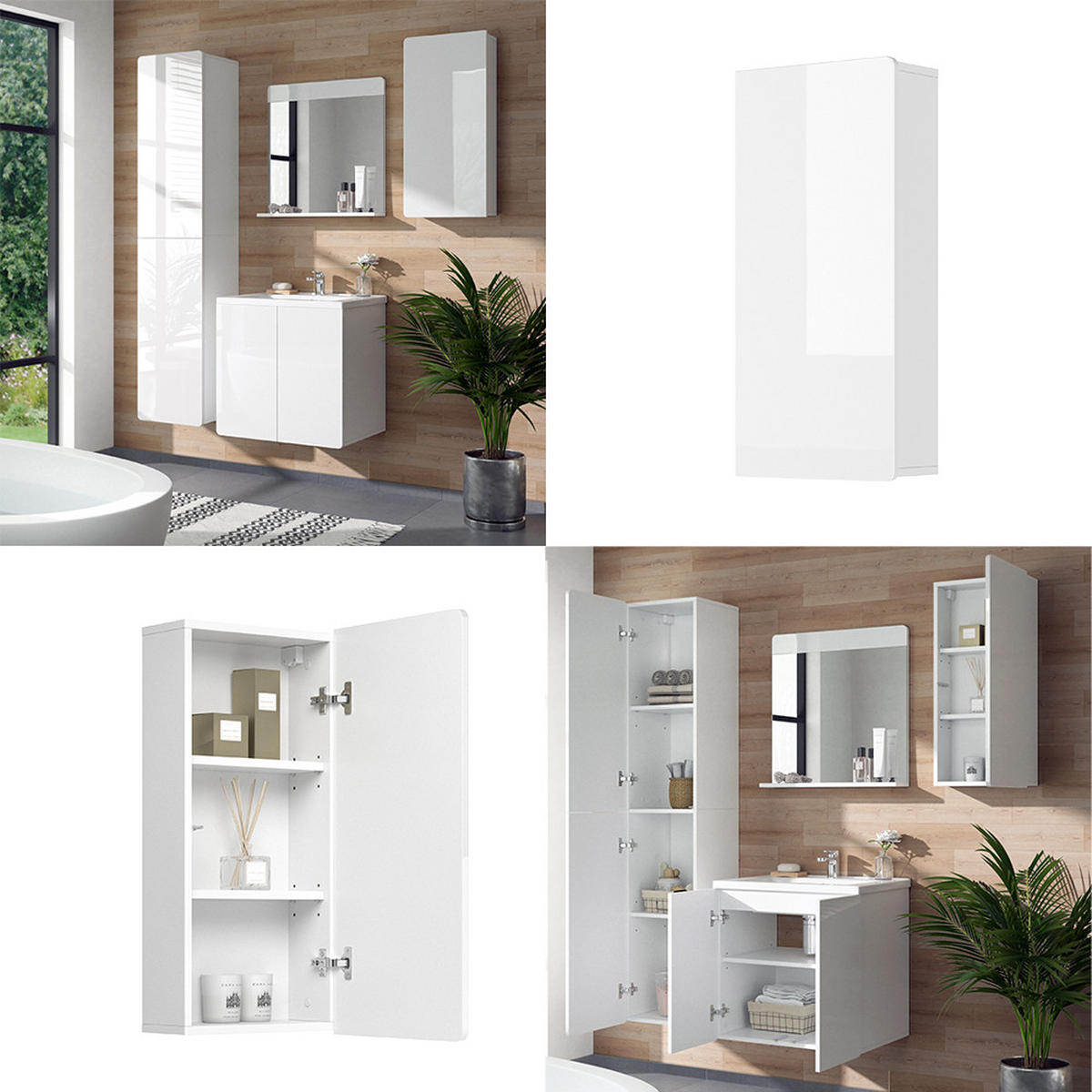 BADSCHRANK Izan Weiß 36.6 x 76.6 cm - Weiß, Holzwerkstoff (36.6/76.6/15.6cm) - Vicco