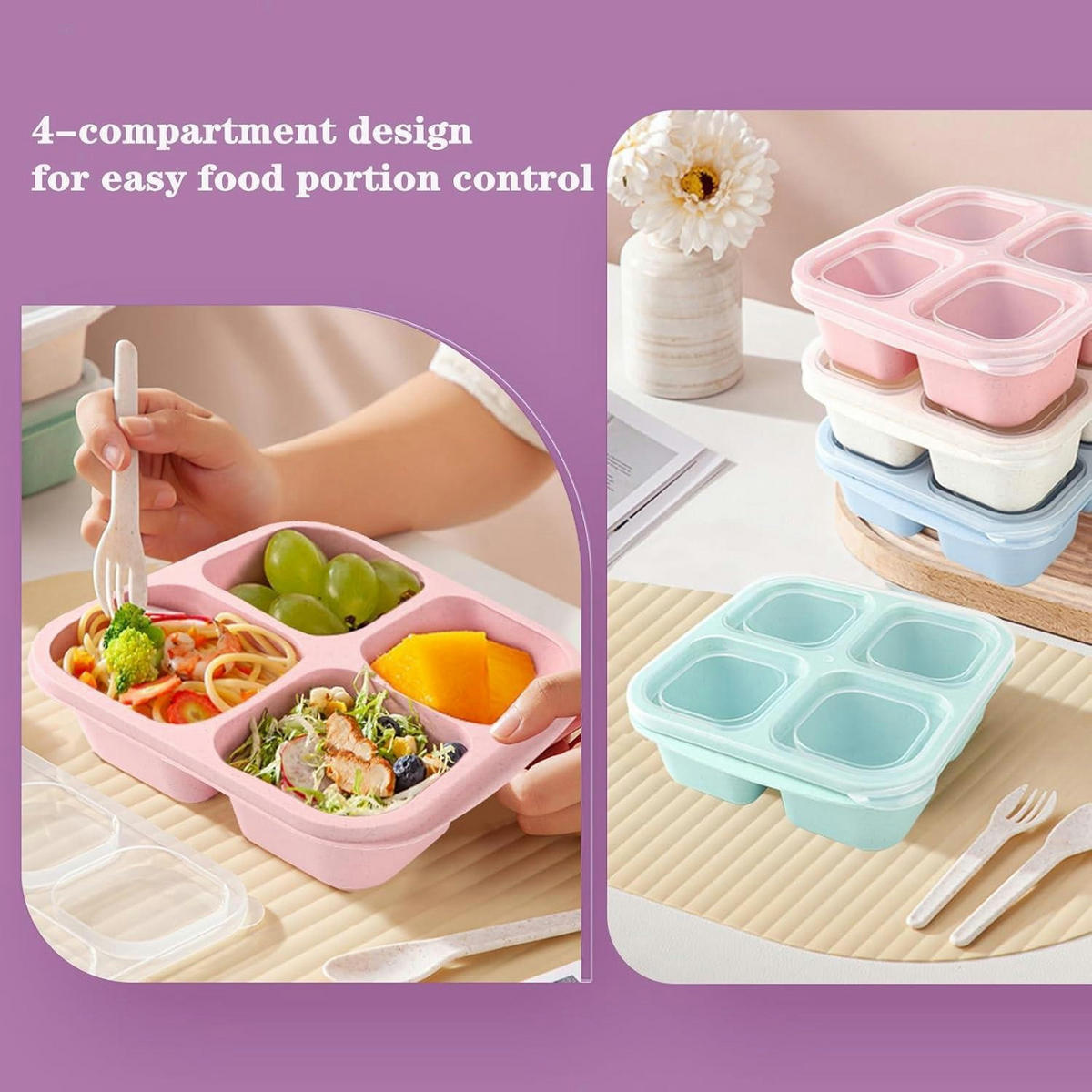 SNACKBOX 4-teiliges Set mit Fächern - Multicolor, Kunststoff (15.2/5.5/17cm)