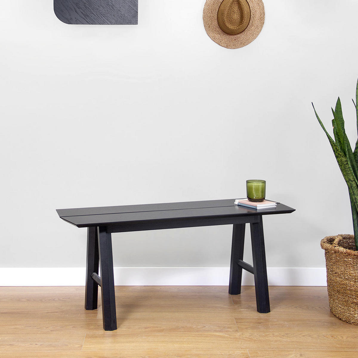 BANK Savia schwarze Details - Walnussfarben/Schwarz, Holz (102/45/36cm) - Woodendot