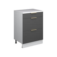ORMAR ZA POTKROVLJE Rion, Antracit-Zlatna, 60 x 81.6 cm bez kosine s 3 ladice - bijela/antracit, drvni materijal (60/83.8/46cm) - Vicco
