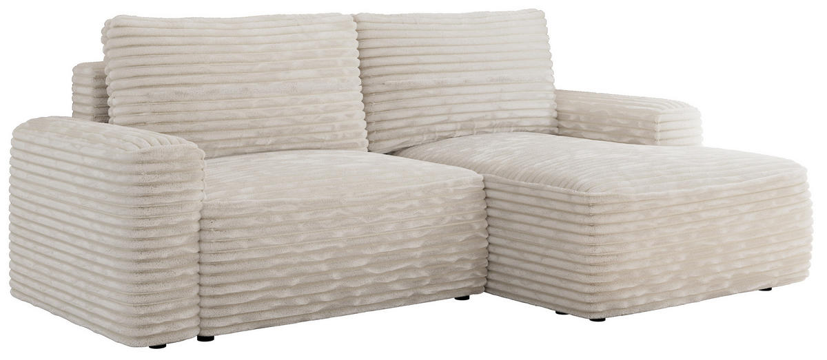 ECKSOFA BELLUNO L Creme Cord - Rechts - Creme/Schwarz, Textil (233/144cm) - MKS