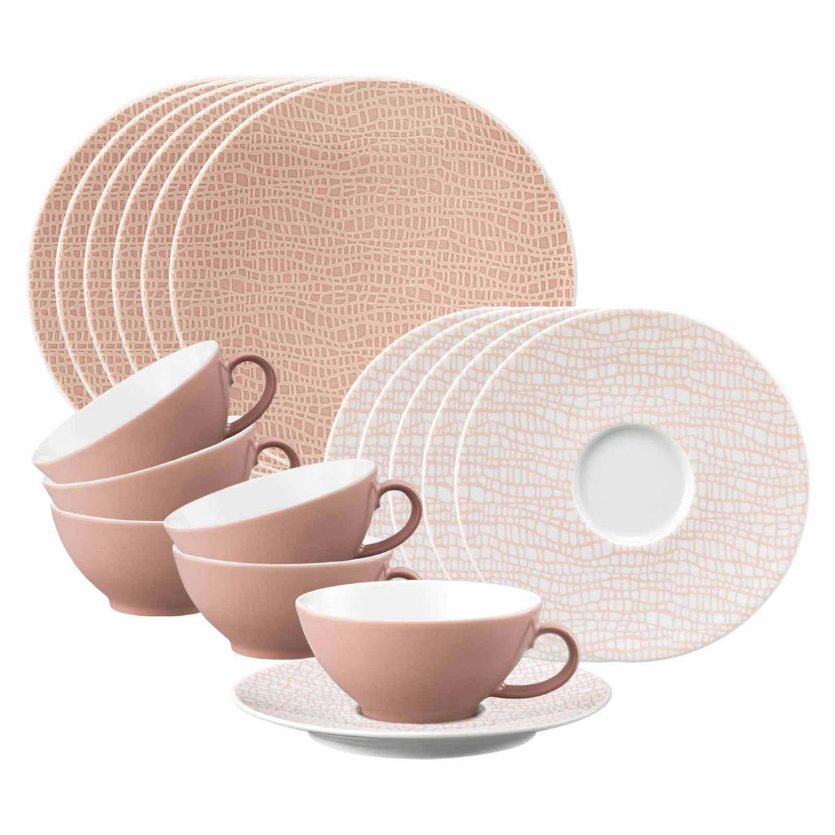 TEESERVICE Life Fashion Posh Rose 18er Set - Rosa, Keramik (1/1/1cm) - Seltmann Weiden