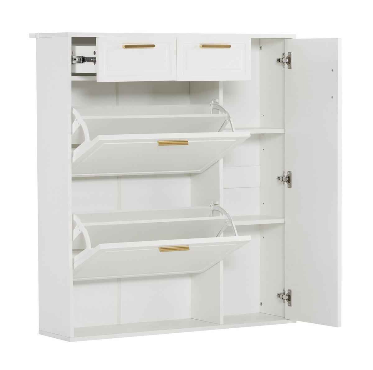 SCHUHSCHRANK 95/107,5/24 cm Weiß aus Spanplatte mit verstellbaren Regalen - Weiß, Holzwerkstoff (95/107/24cm) - OKMYHOME