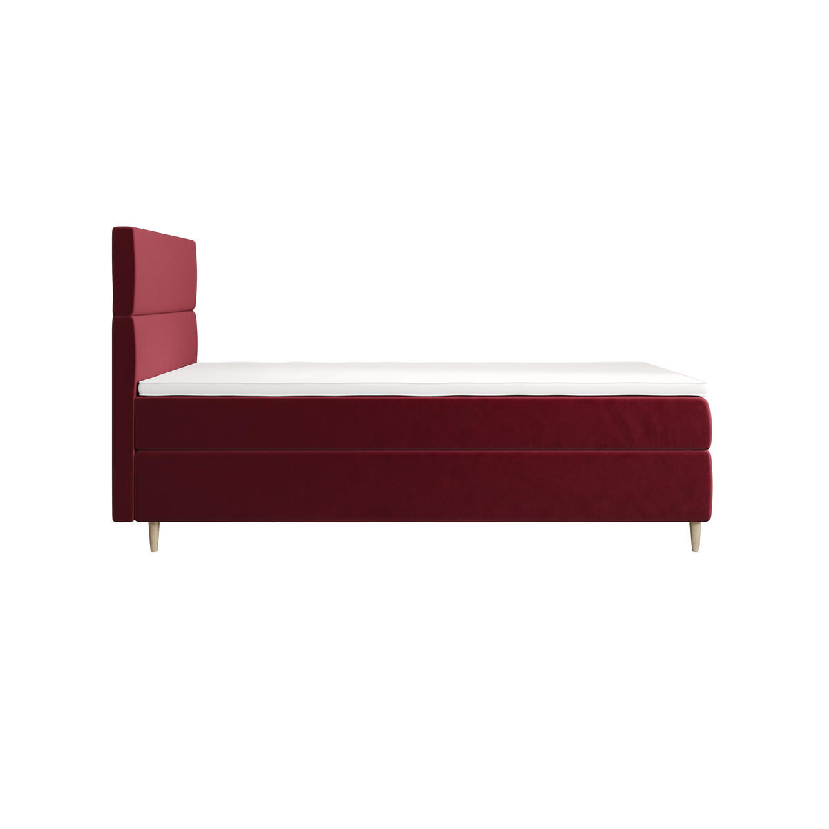 BOXBETT FLO 90x200 Itaka 34, mit Matratze H3, Bonell und Topper, Rot - Rot, Holz/Textil (90/200cm) - Bedante