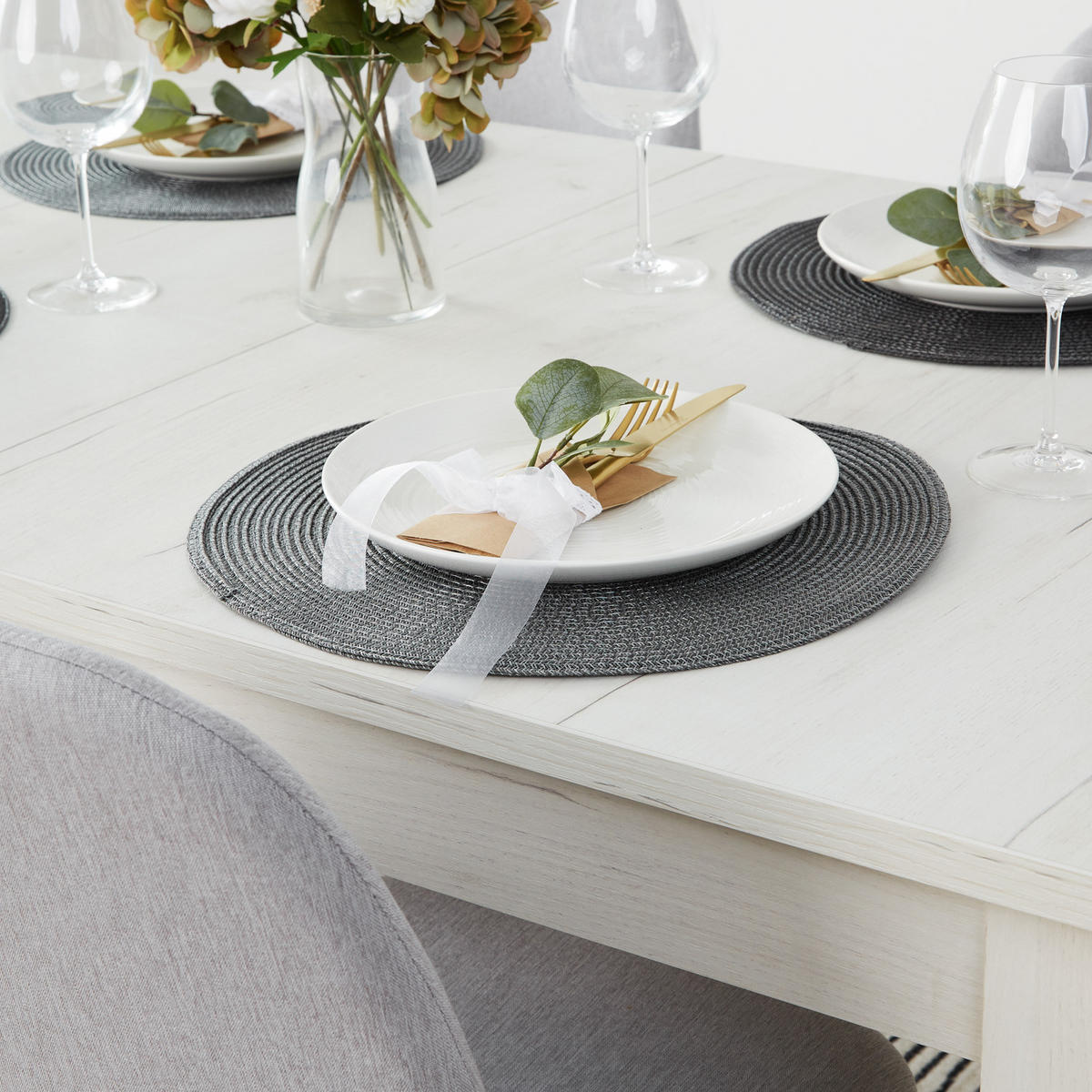TISCHGRUPPE ausziehbar weiß 160-200/90 cm mit 4 Stühlen - Weiß/Grau, Holz/Textil (160/88/90cm) - Homestyle4u
