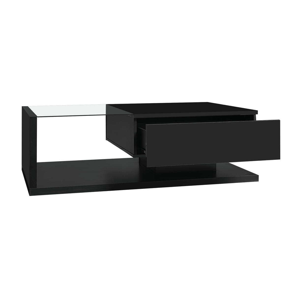COUCHTISCH, hochglänzend Schwarz mit gehärteter Glasplatte und dimmbarer 16‑farbiger LED, 105/55/32,5 cm,Schwarz - Schwarz, Holzwerkstoff (105/55/32.5cm) - Redom