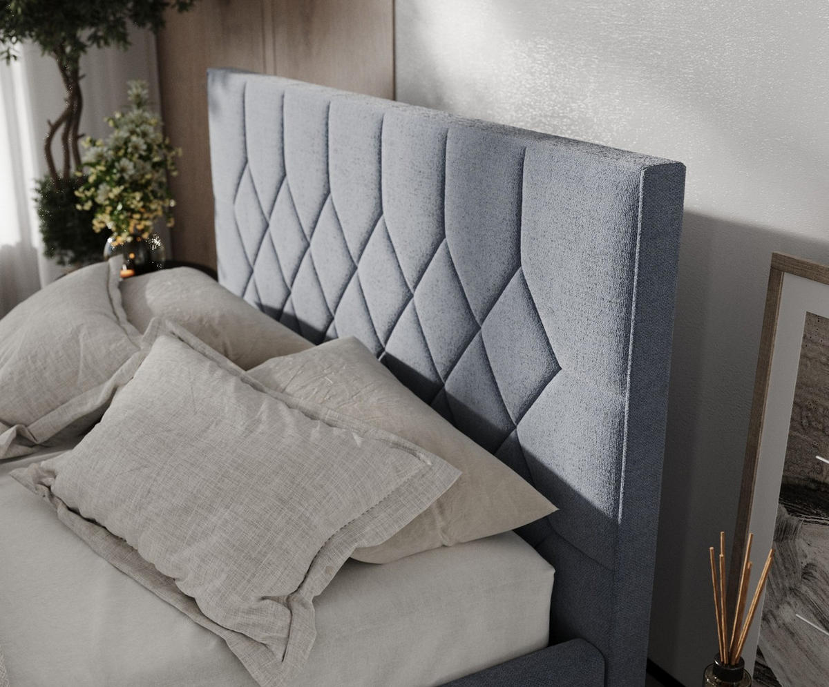 POLSTERBETT Brisa 180/200 cm Blau im Asti Stoff - Blau/Schwarz, Holz/Holzwerkstoff (180/200cm) - AltaBeds