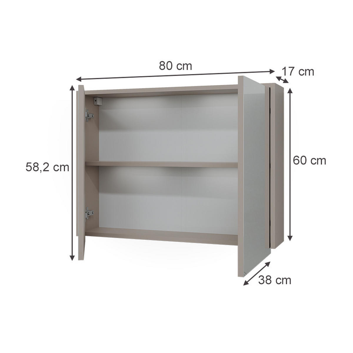 KOUPELNOVÁ ZRCADLOVÁ SKŘÍŇKA J-Shape Kašmír - kašmírová, kompozitní dřevo (80/60/17cm) - Vicco