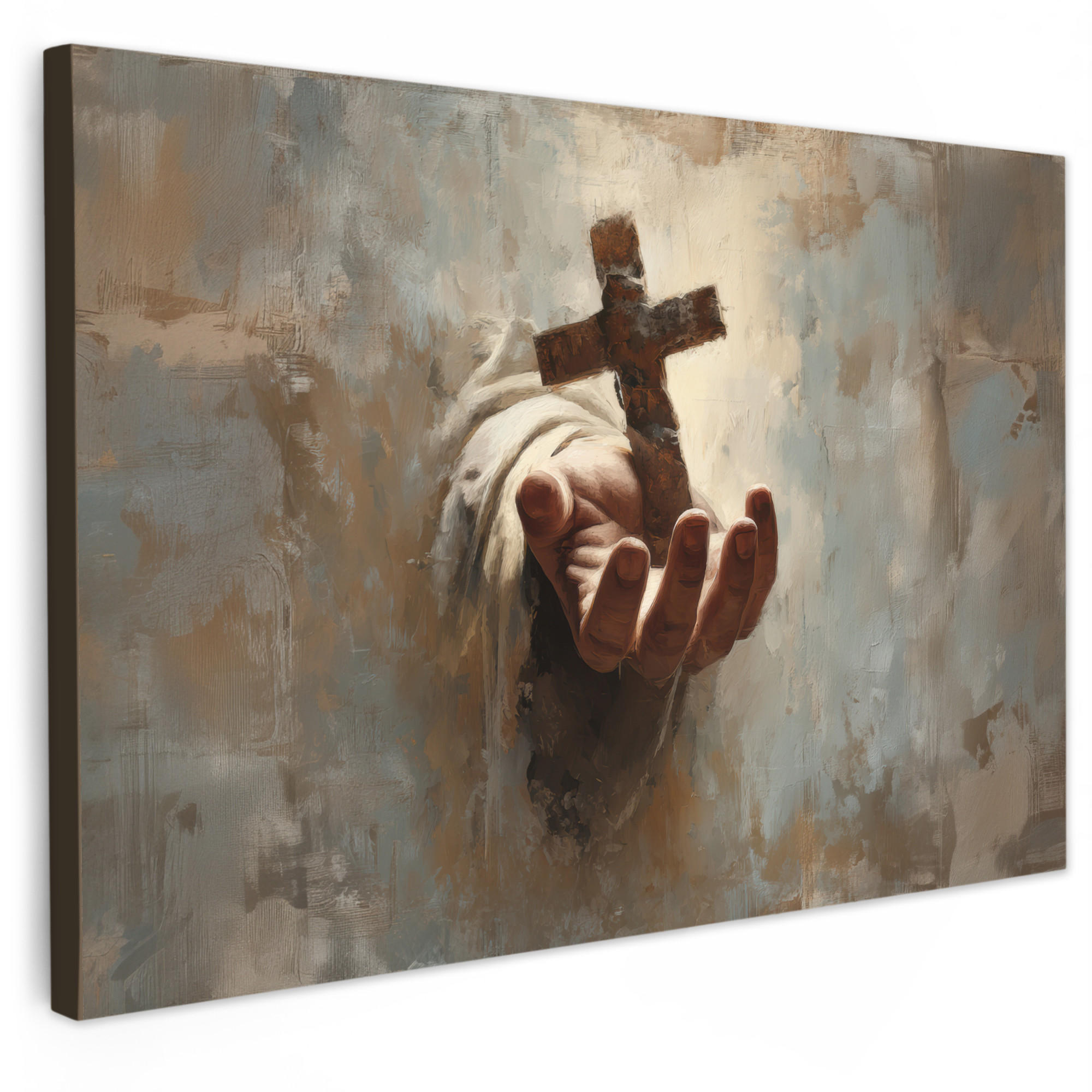 MuchoWow OBRAZ NA PLÁTNĚ Abstrakt - Cross - Hand - Christianity 90x60 cm