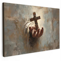 SLIKA NA PLATNU Roka v križu 60x40 cm - svetlo rjava, tekstil (60/40cm) - MuchoWow