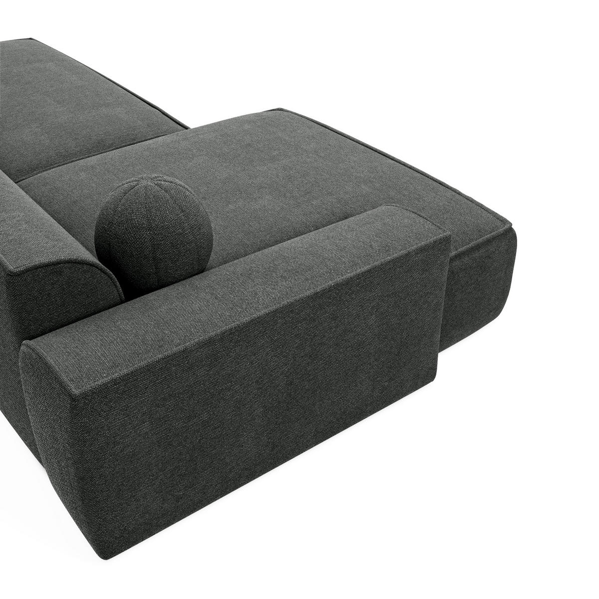 ECKSOFA LINKS Rastergewebe Anthrazitgrau 260cm - Dunkelgrau/Anthrazit, Textil (155/260cm) - Sia Home