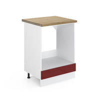 HERDUMBAUSCHRANK R-Line Rot Hochglanz 60 cm , AP Eiche - Bordeaux/Rot, Holzwerkstoff (60/81.6/60cm) - Vicco