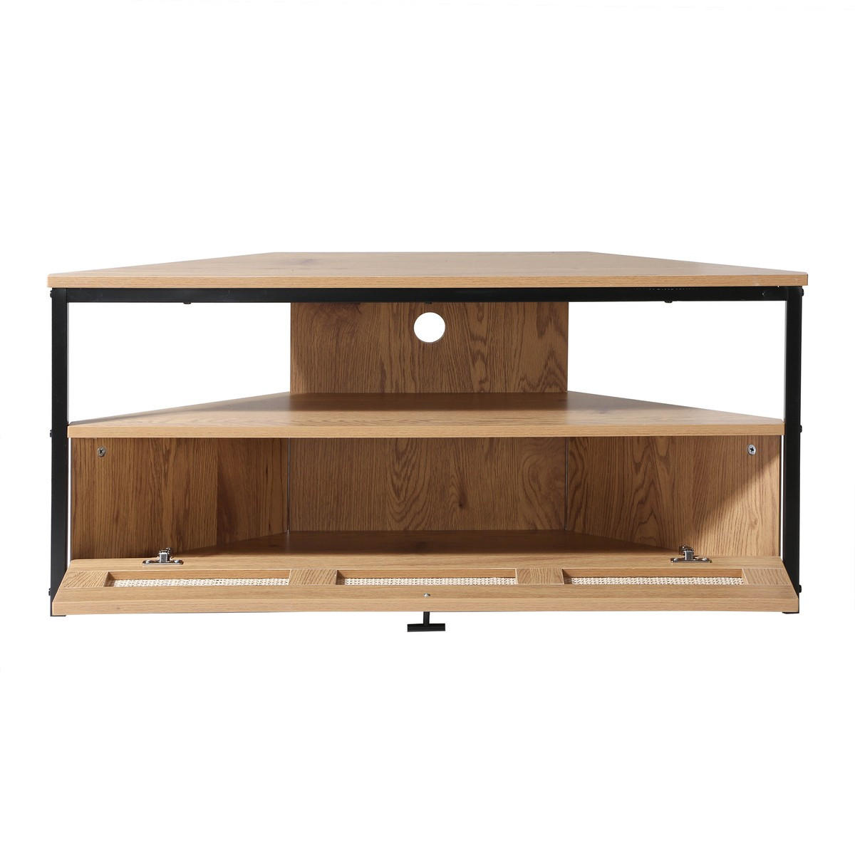 ECK-TV-MÖBEL 1 tür mit rattan-geflecht jaya 30/45/100 cm - Eschefarben, Holzwerkstoff (100/45/36cm) - Calicosy