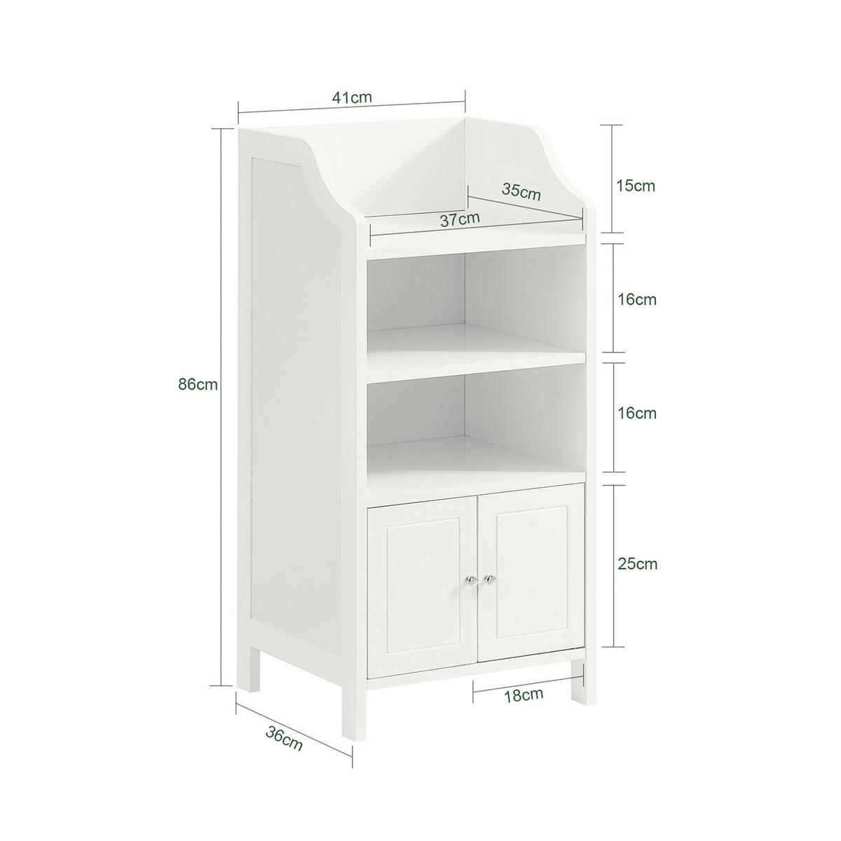 BADEZIMMERSCHRANK Weiß - Weiß, Holzwerkstoff (41/86/36cm) - SoBuy