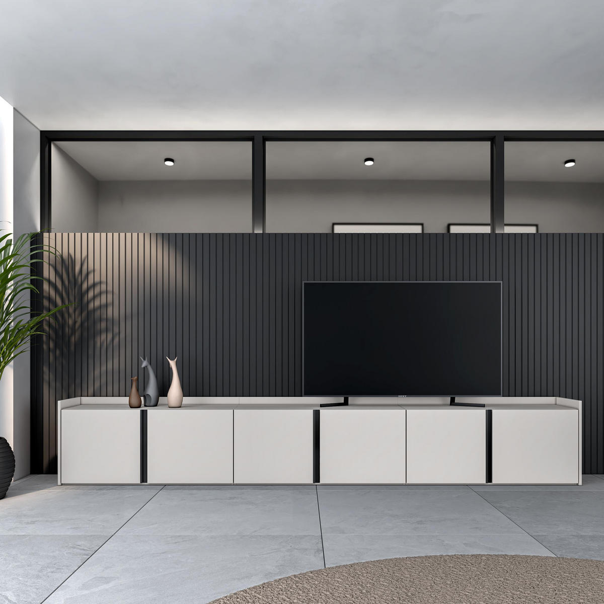 LOWBOARD, Beige, 309/35/50cm - Beige, Holzwerkstoff (309/50/35cm) - Skraut Home