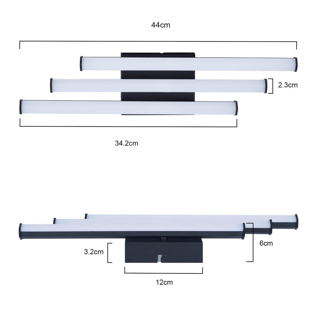 LED-DECKENLEUCHTE Machado 12/44/6cm - Schwarz, Metall (44/12/6cm) - ZMH