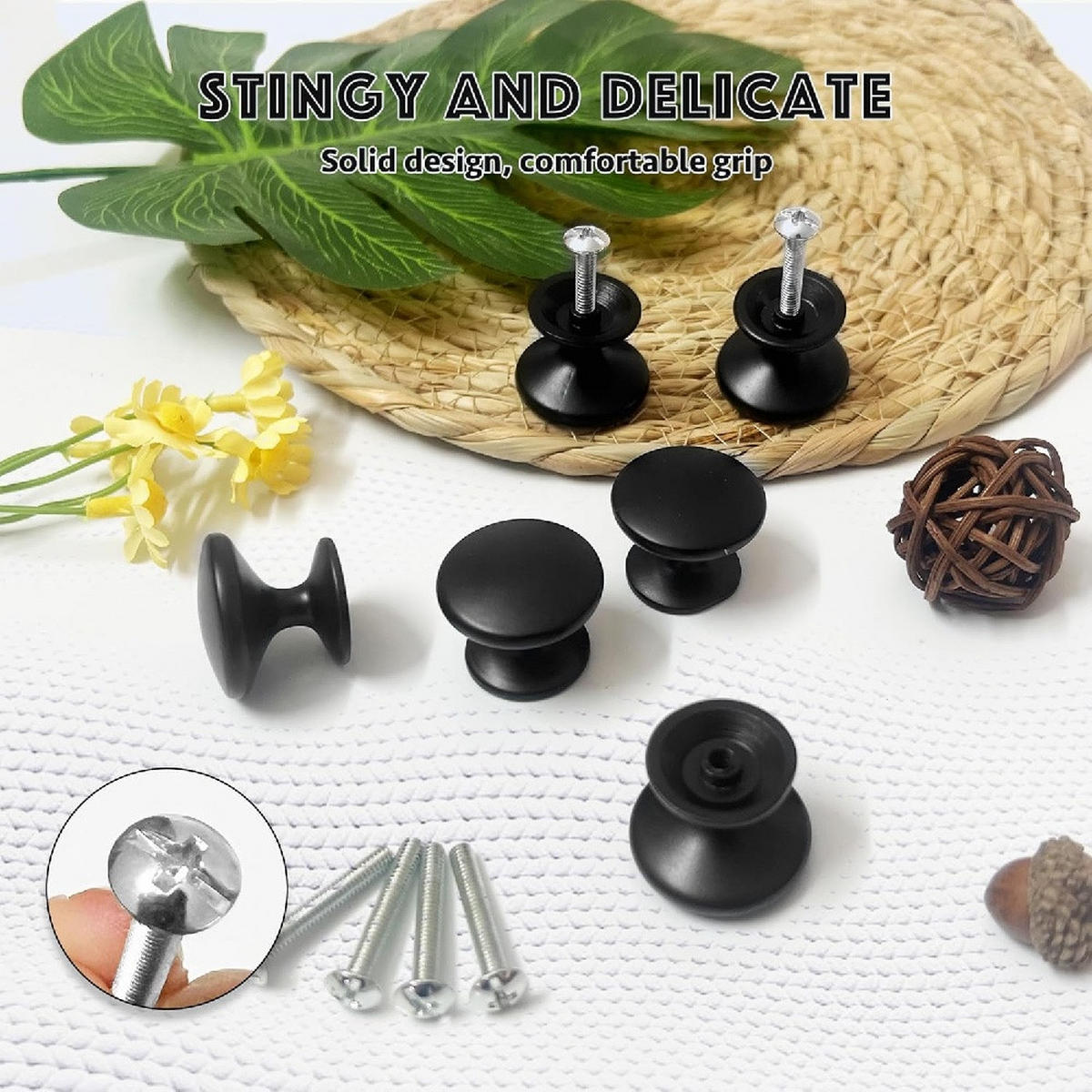 SCHRANKKNOPF 6er-Set Zinklegierung - Schwarz, Metall (2.1/2.9/2.9cm)