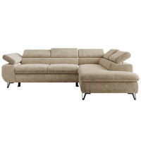 ECKSOFA PABLO L Beige Schenille grob gewebt - Rechts Seite - Beige/Schwarz, Textil/Metall (273/208cm) - MKS