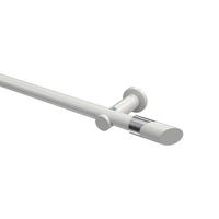 GARDINENSTANGEN-SET Platon Verano 140 cm, 1-läufig (ohne Ringe), 20 mm Ø Weiß - Chromfarben/Weiß, Metall (140cm) - INTERDECO